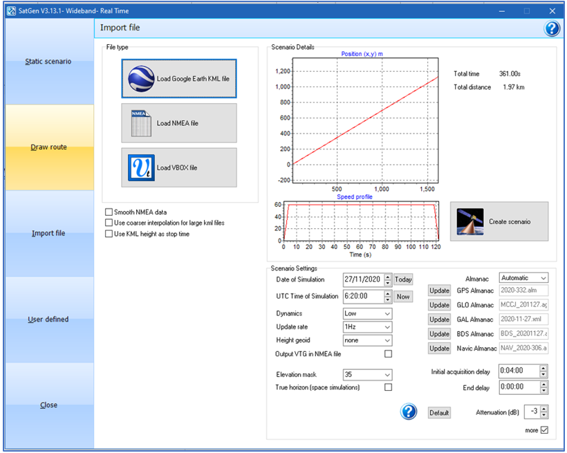 SatGen Software Settings 35 degree elevation mask angle